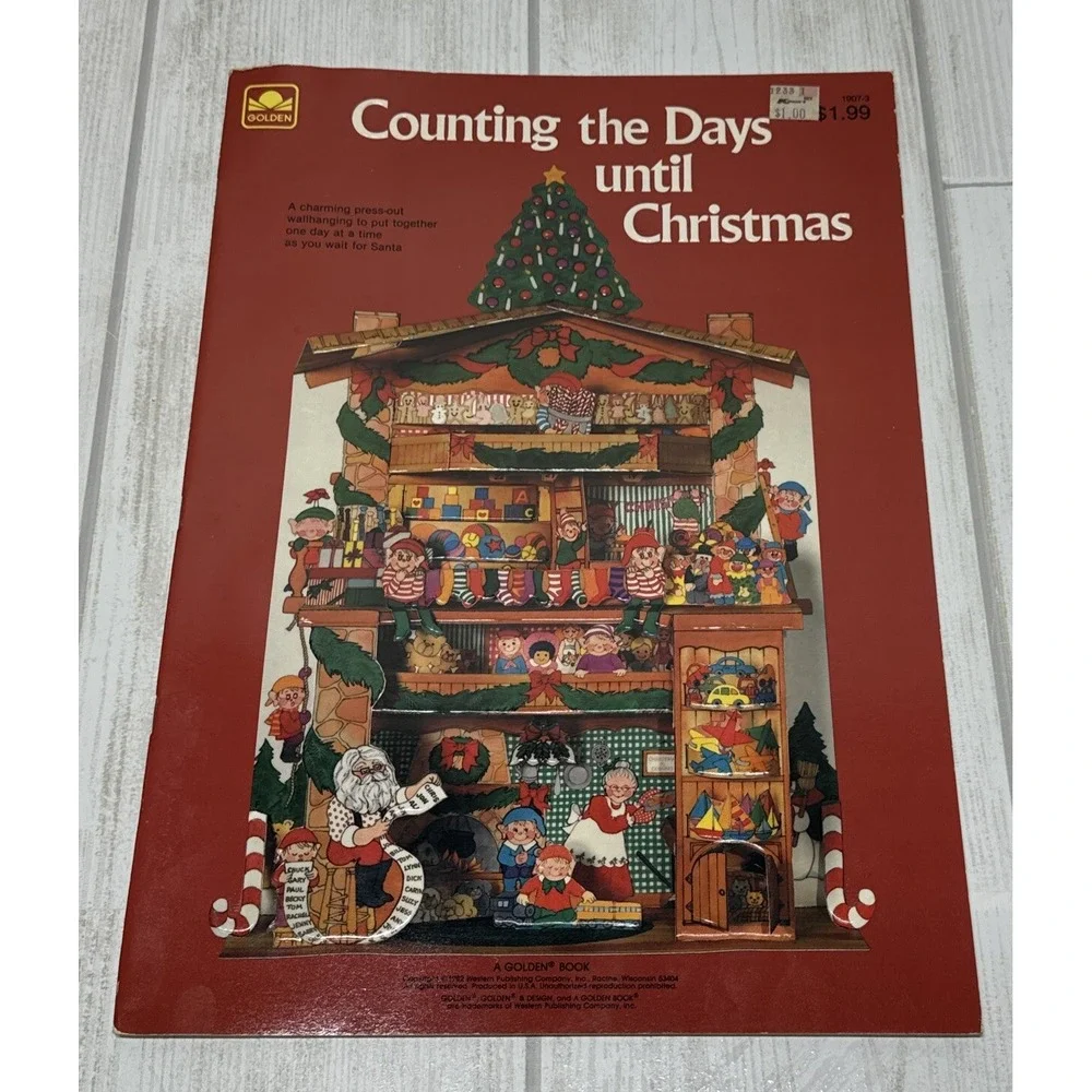 Vtg Press out Counting the Days Until Christmas Wall Hanging Golden Book Advent